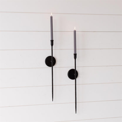 Black Iron Taper Candle Wall Sconces