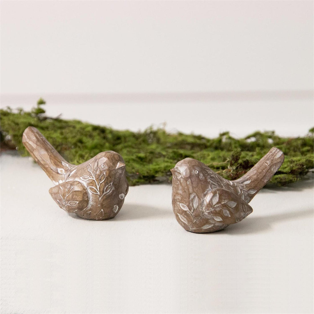 BIRDS WITH EMBOSSED LEAF PATTERN