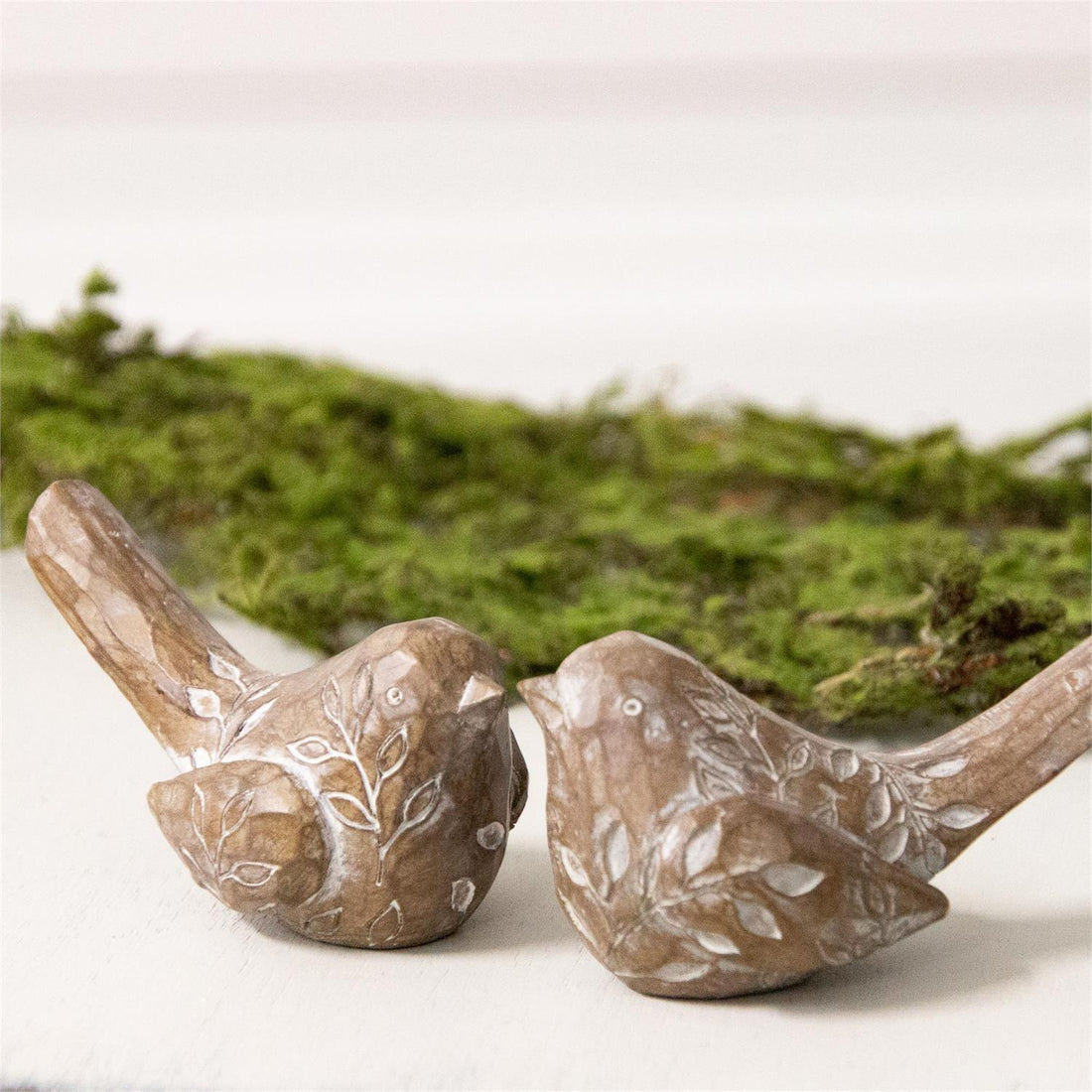 BIRDS WITH EMBOSSED LEAF PATTERN
