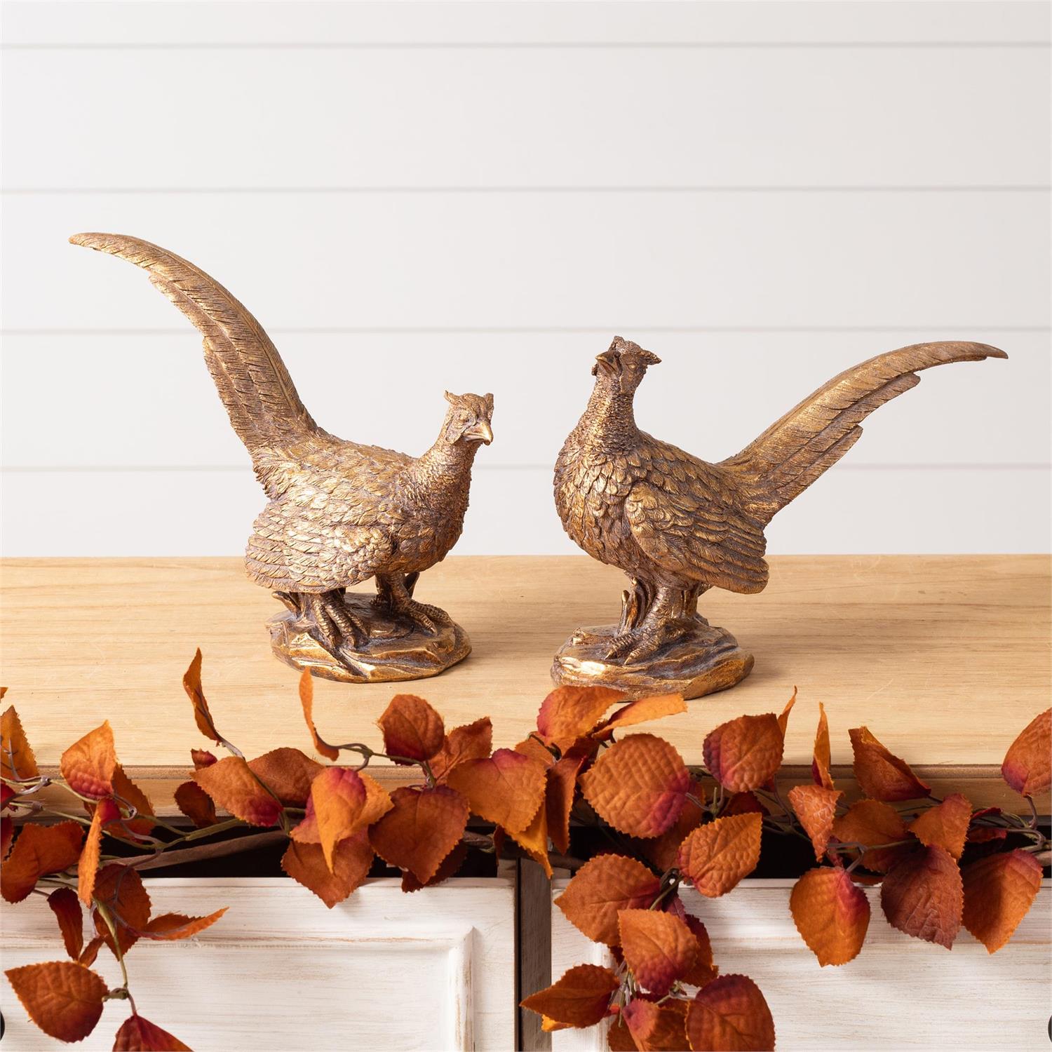 Gold Pheasant Figurine - Set of 2