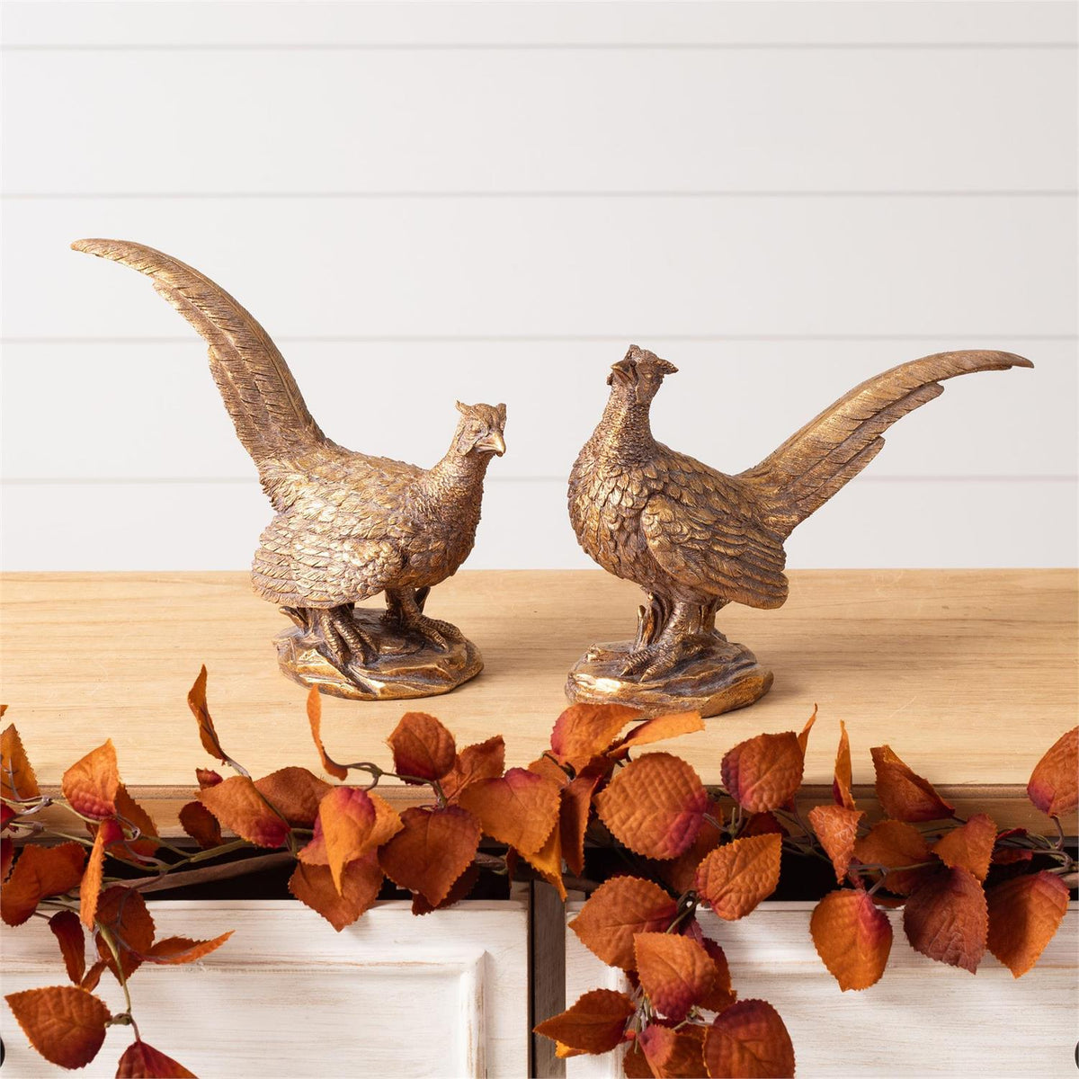 Gold Pheasant Figurine - Set of 2