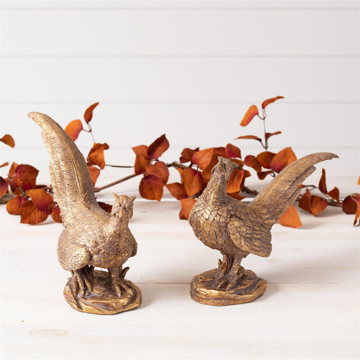 Gold Pheasant Figurine - Set of 2