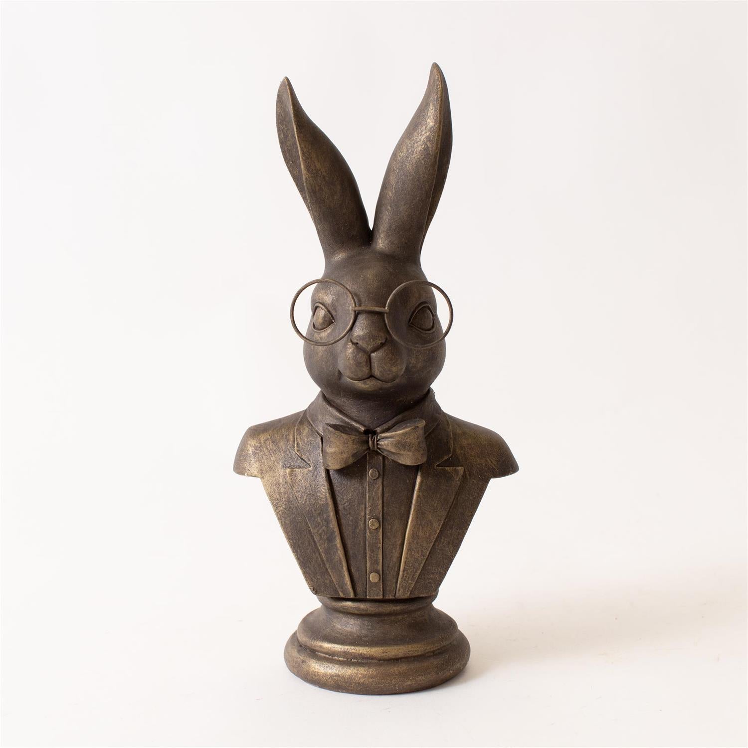 Bespectacled Rabbit Bust Figurine