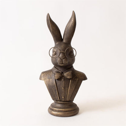 Bespectacled Rabbit Bust Figurine