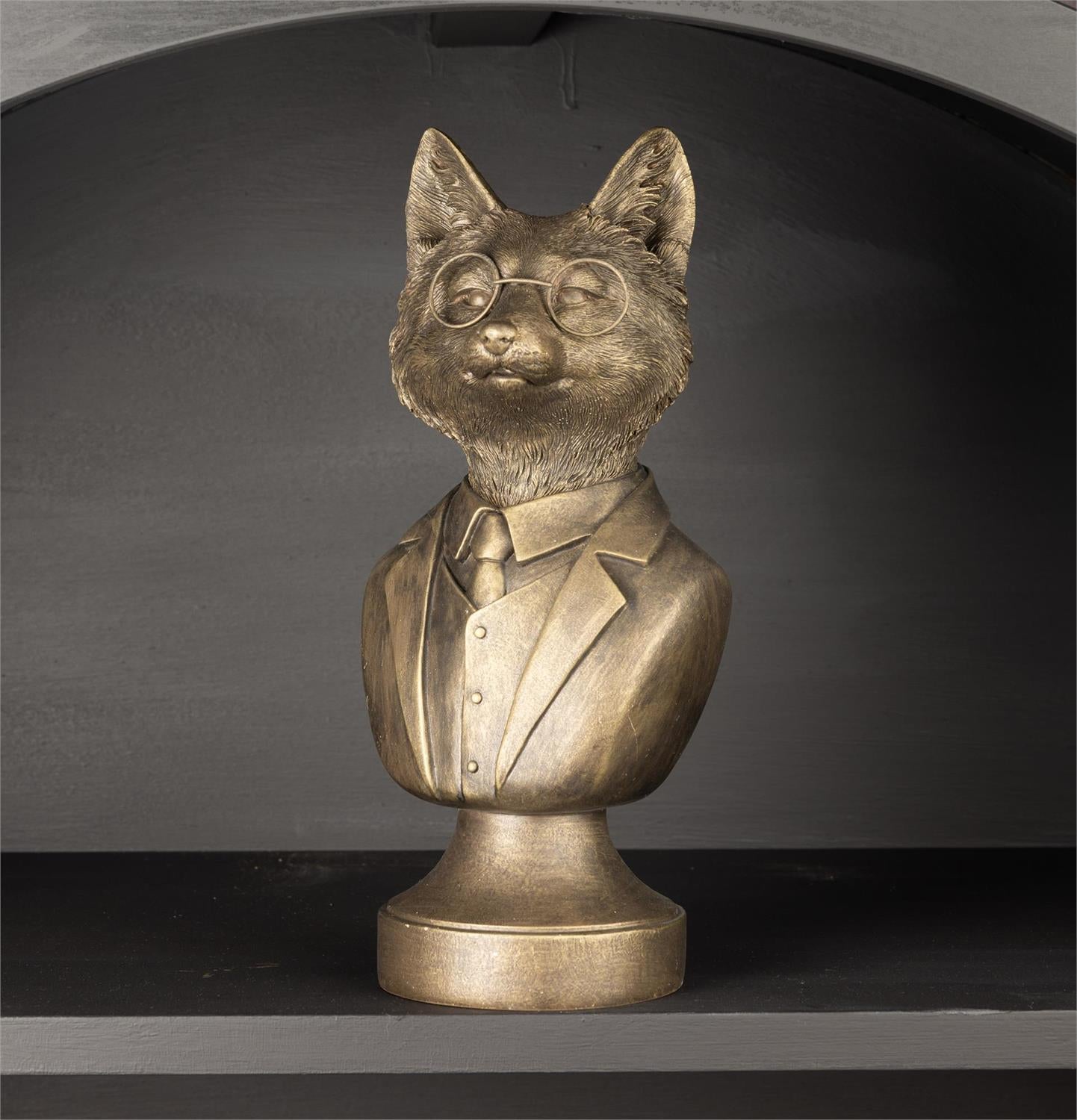 Bespectacled Fox Bust Figurine