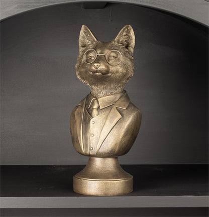 Bespectacled Fox Bust Figurine