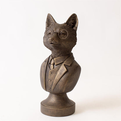 Bespectacled Fox Bust Figurine