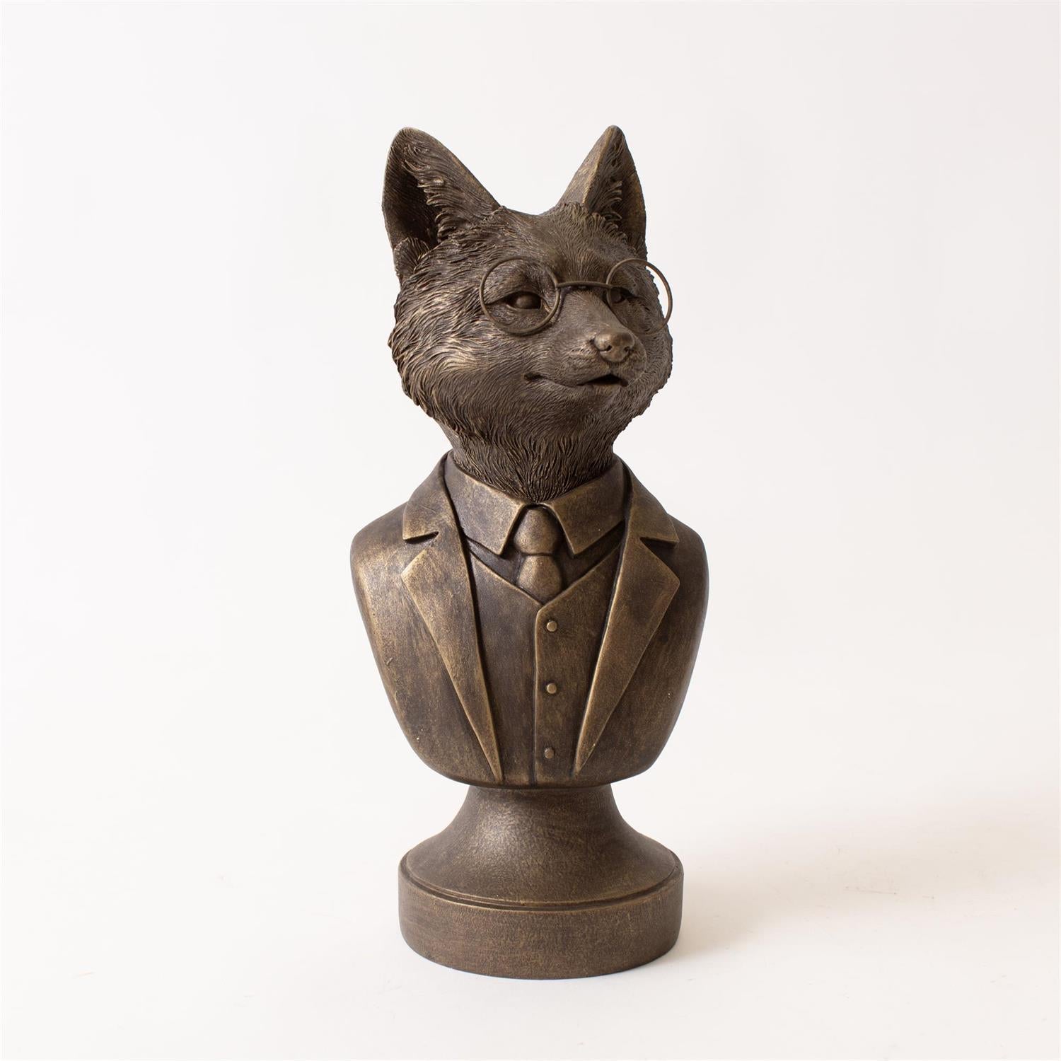 Bespectacled Fox Bust Figurine