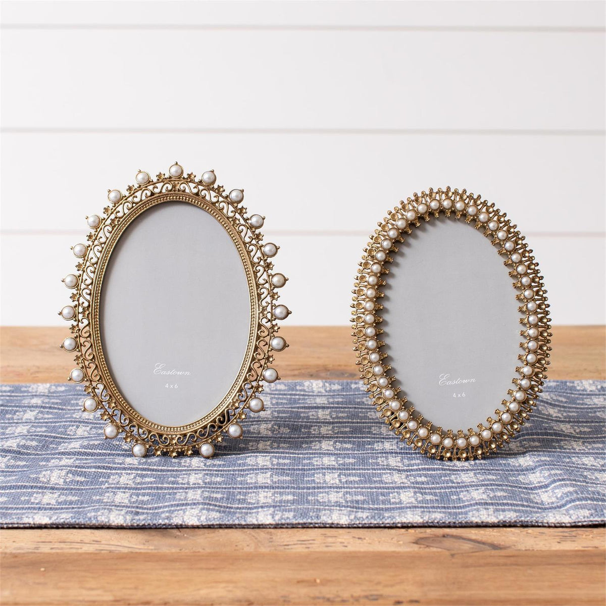 Photo Frame - Gold Filagree With Mini Pearls - Assorted Set of 2