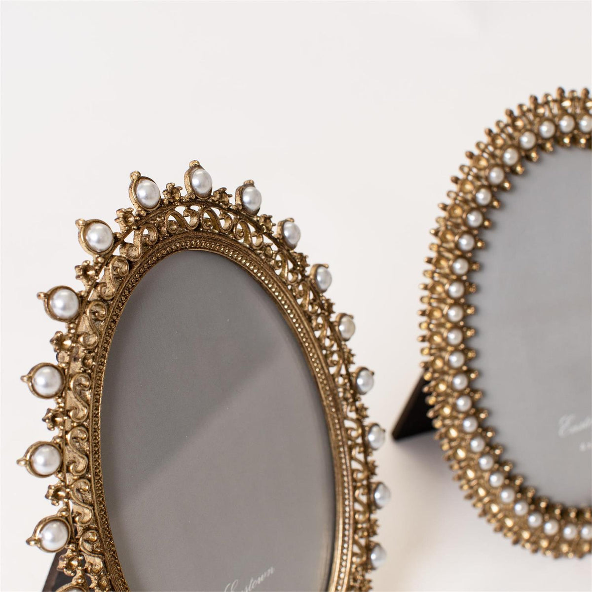 Photo Frame - Gold Filagree With Mini Pearls - Assorted Set of 2