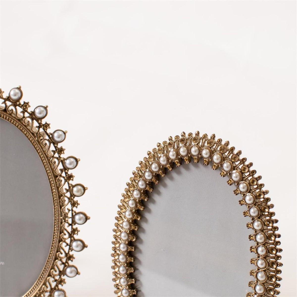 Photo Frame - Gold Filagree With Mini Pearls - Assorted Set of 2