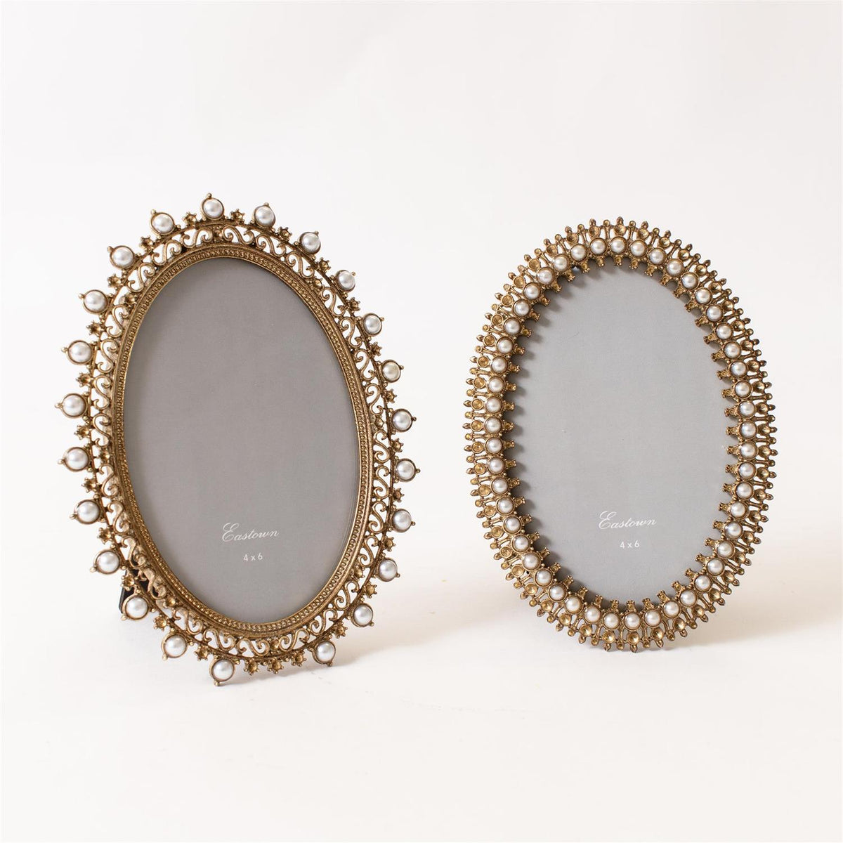 Photo Frame - Gold Filagree With Mini Pearls - Assorted Set of 2