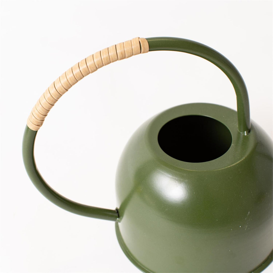 Green Enamel With Rattan Watering Can