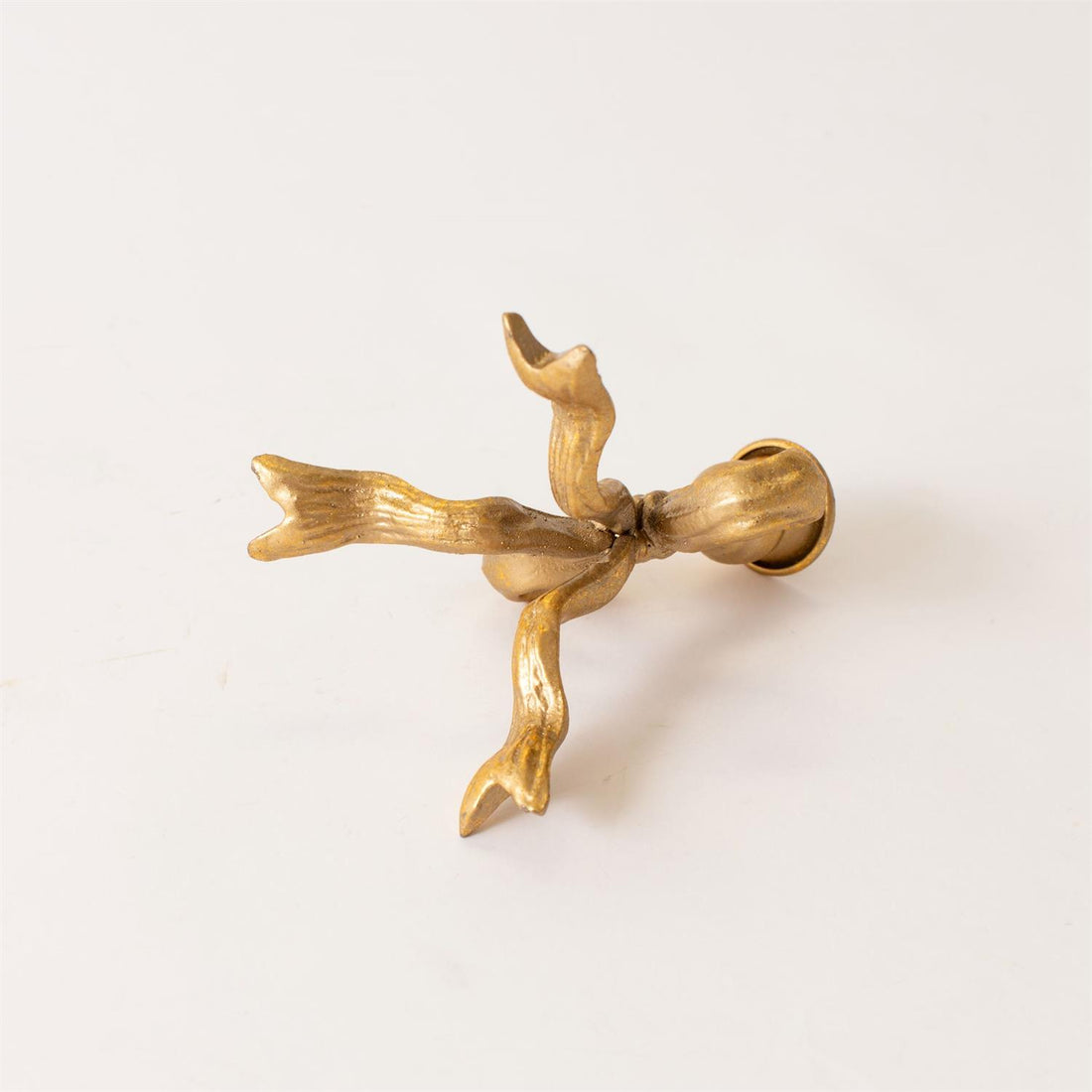 Candle Holder - Gold Metal Tied Bow