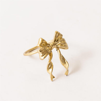 Napkin Ring - Gold Finish Bow - Set of 12