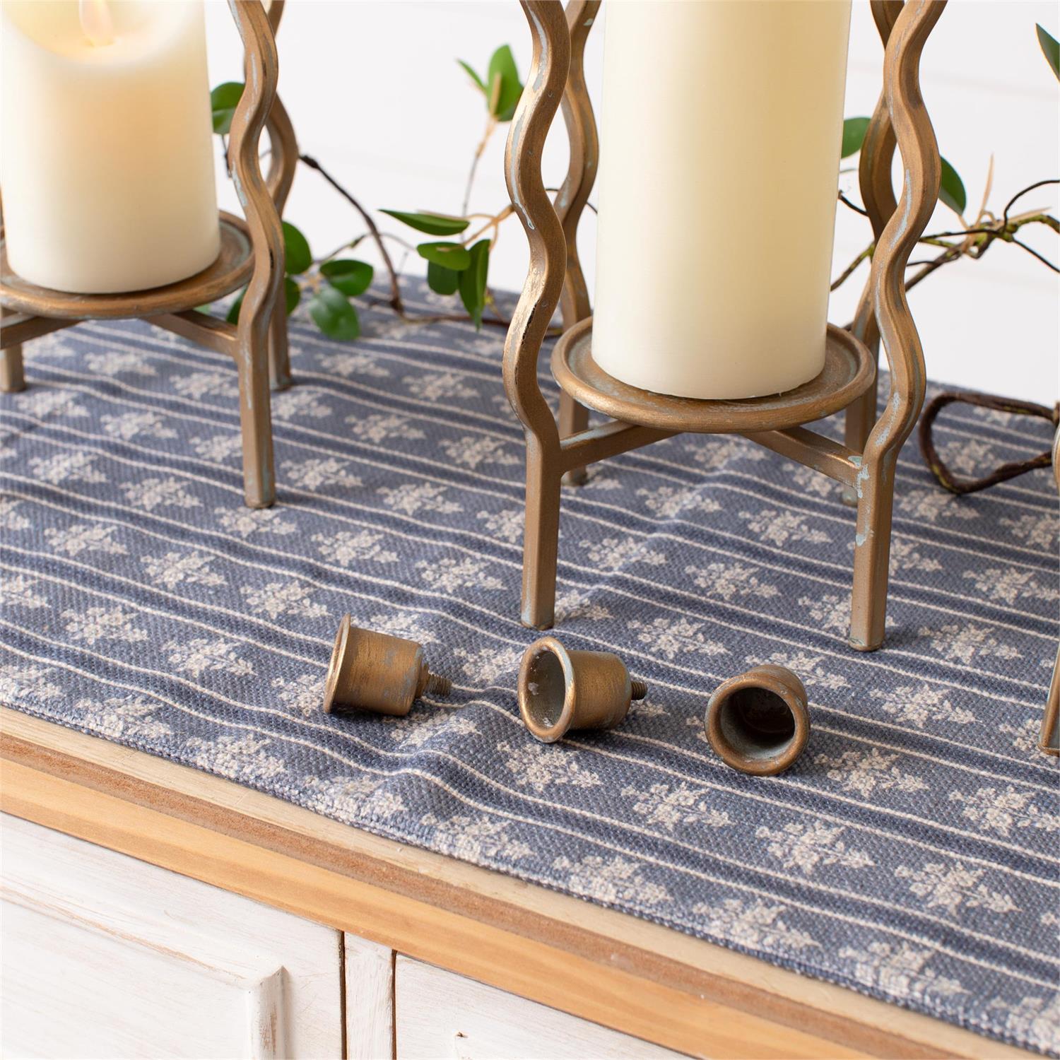 Candle Holder - Wavy Cage, Gold Finish (Set Of 3)