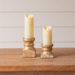 Candle Holders - Brushed Gold Mango Wood