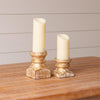 Candle Holders - Brushed Gold Mango Wood