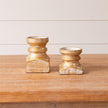 Candle Holders - Brushed Gold Mango Wood