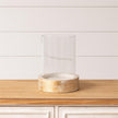 Whitewashed Wood Base with Glass Cylinder