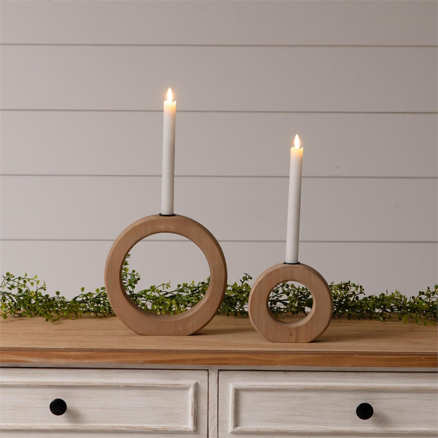 Wood Circle Candle Holders