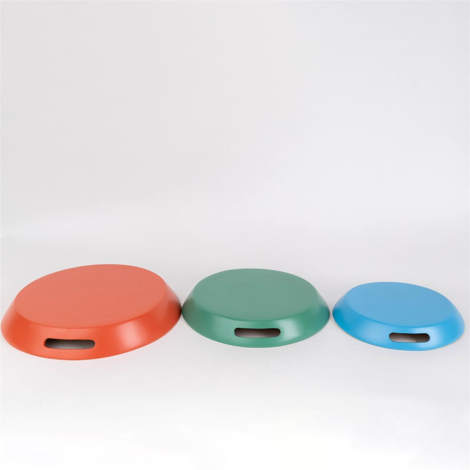 Trays - Round Multi Color Spun Bamboo (Set Of 3)