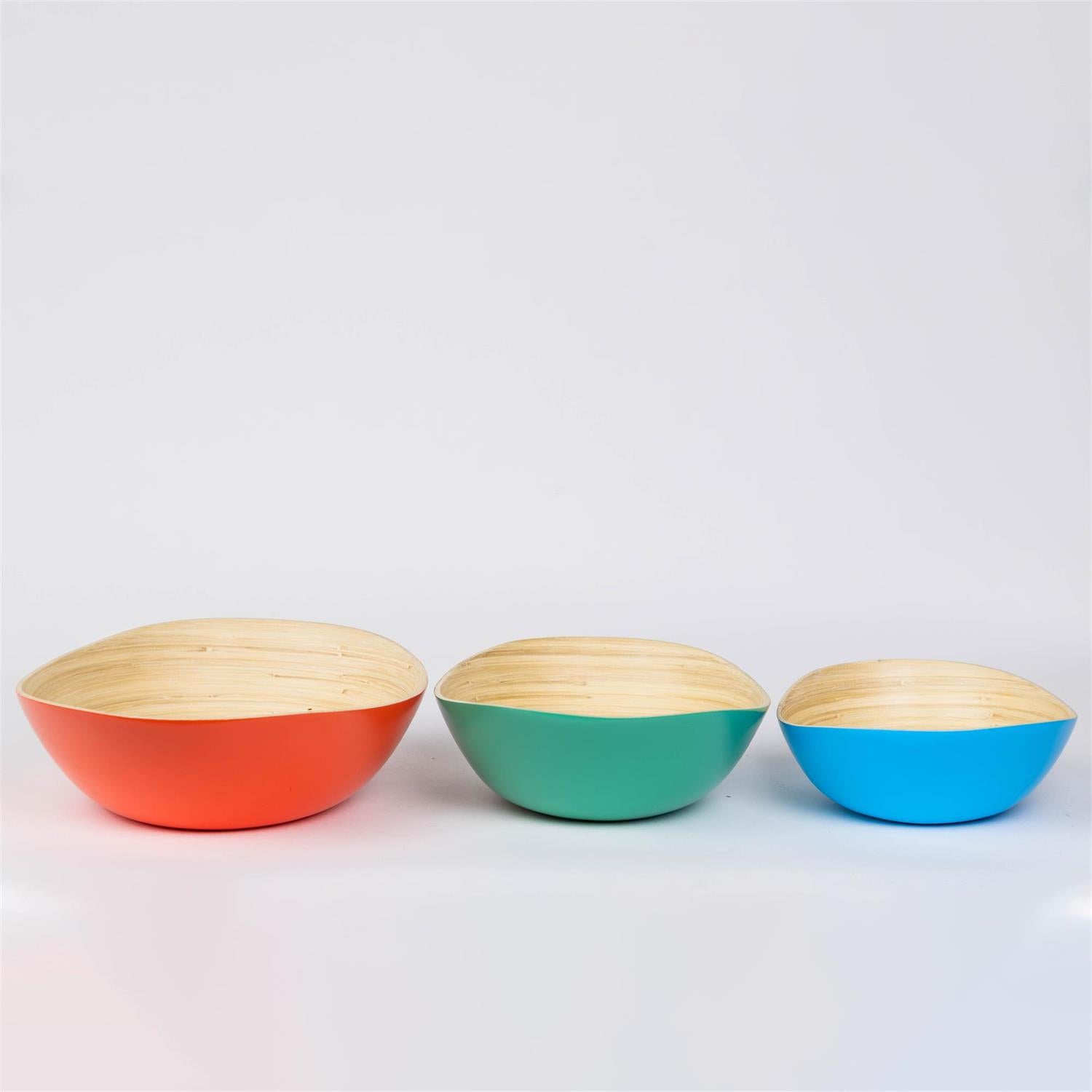 Bowls - Oval Multi Color Spun Bamboo (Set Of 3)