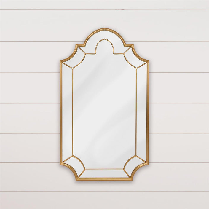 MIRROR - ARCHED, ELEGANT ANTIQUED GOLD LEAF