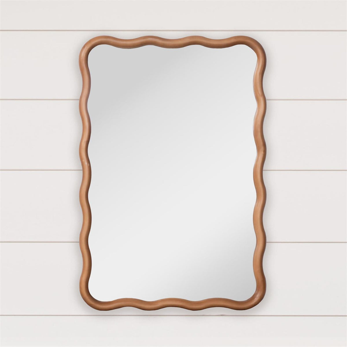 Wavy Edge Natural Wood Mirror