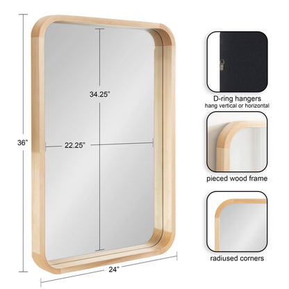 Hutton Wood Framed Radius Rectangle Mirror