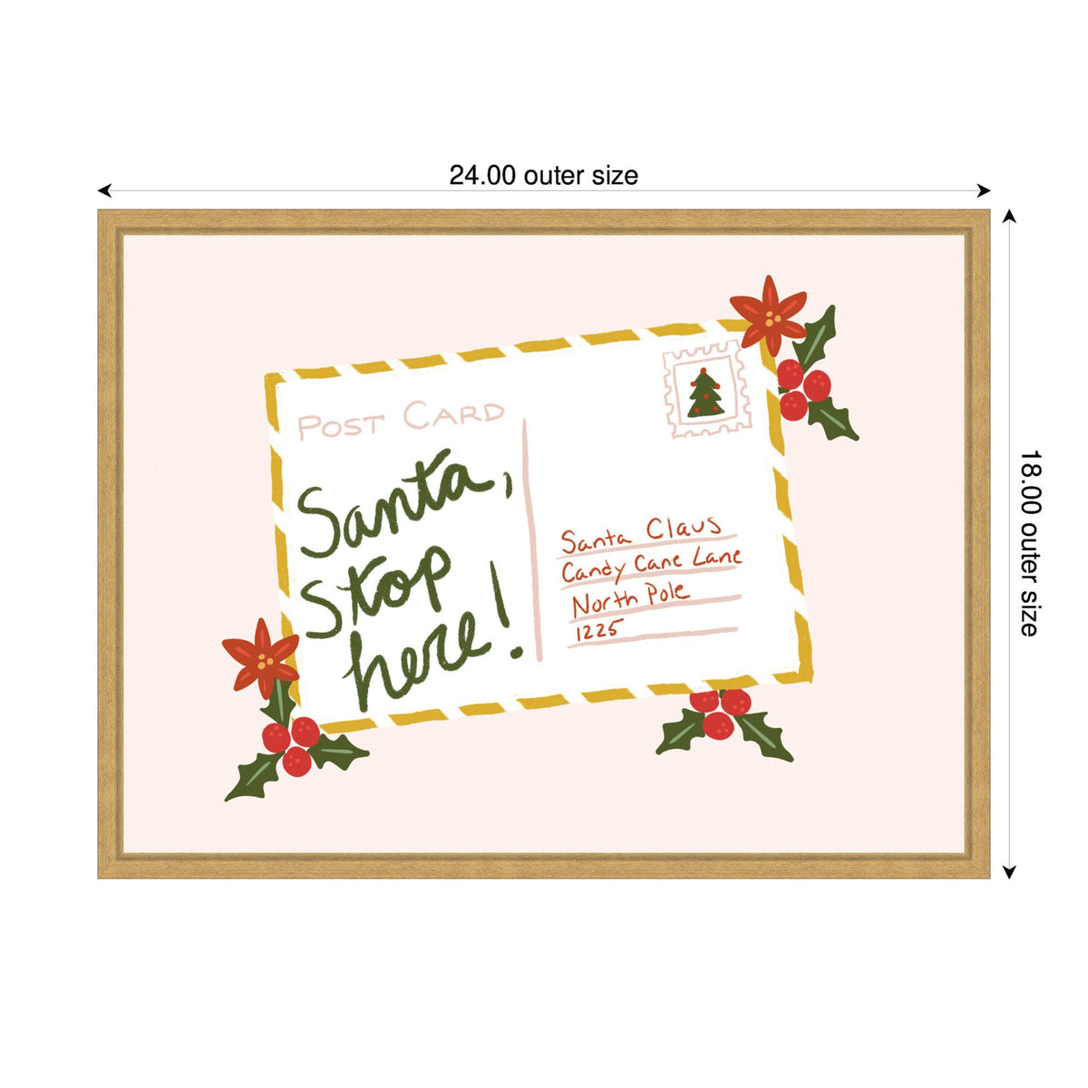 Santa Stop Here by Leonora Jennifer Framed Canvas Wall Art Print