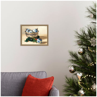 Blue Christmas 1 by Mary Sparrow Framed Canvas Wall Art Print