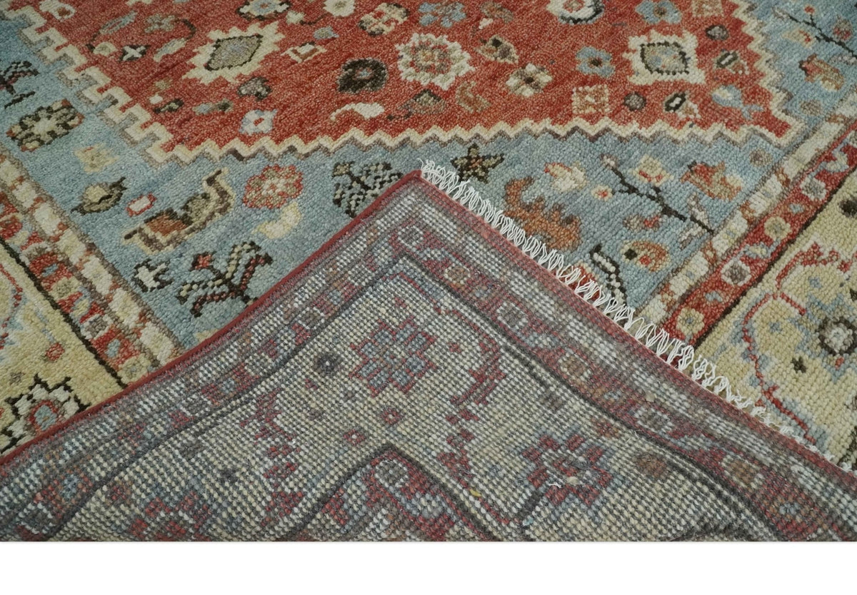 8x10 Antique look Traditional Floral Gray, Rust and Beige Hand knotted wool Area Rug