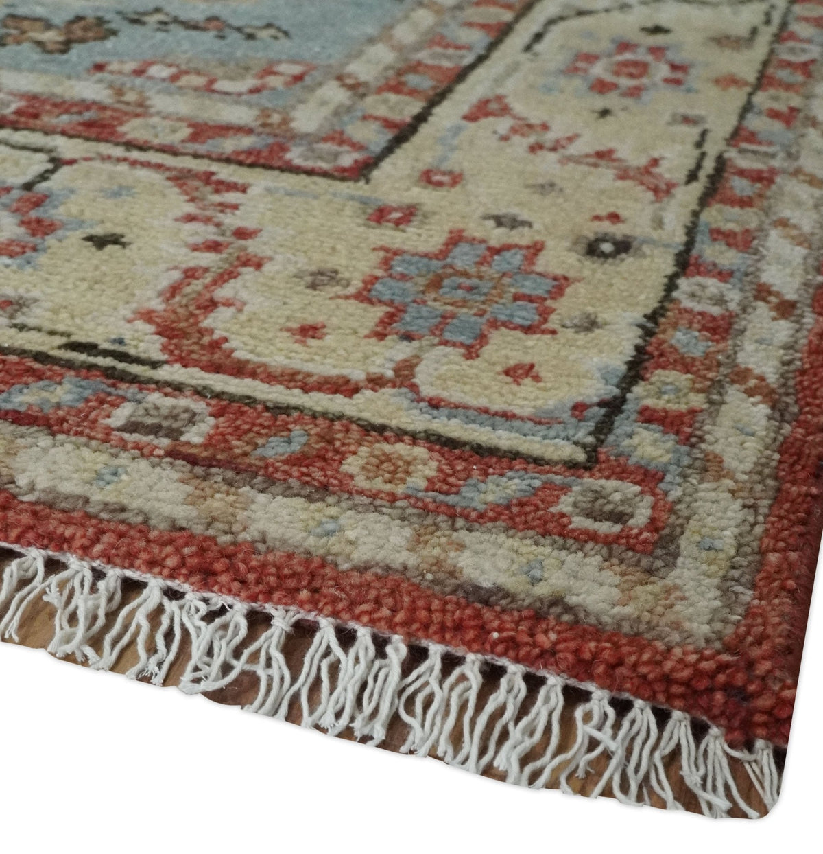 8x10 Antique look Traditional Floral Gray, Rust and Beige Hand knotted wool Area Rug