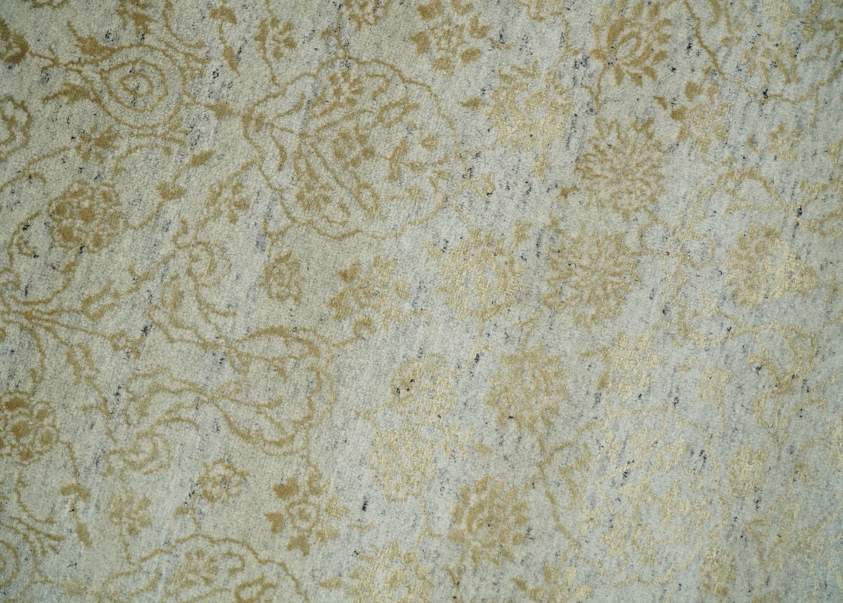 8x10 Fine Hand Knotted Beige and Gold Traditional Vintage Persian Style Antique Silk Rug