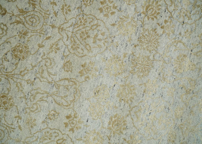 8x10 Fine Hand Knotted Beige and Gold Traditional Vintage Persian Style Antique Silk Rug
