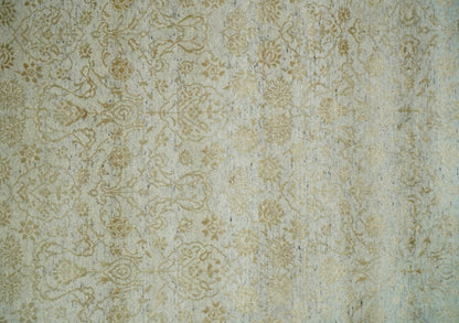 8x10 Fine Hand Knotted Beige and Gold Traditional Vintage Persian Style Antique Silk Rug
