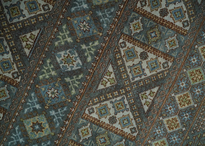 8x10 Fine Hand Knotted Brown and Blue Southwestern Traditional Antique Area Rug