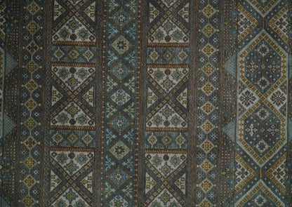 8x10 Fine Hand Knotted Brown and Blue Southwestern Traditional Antique Area Rug
