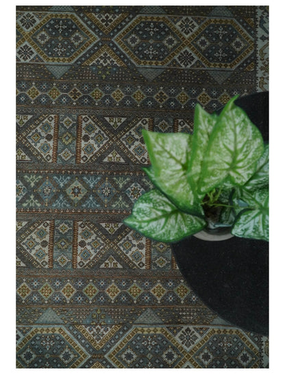 8x10 Fine Hand Knotted Brown and Blue Southwestern Traditional Antique Area Rug
