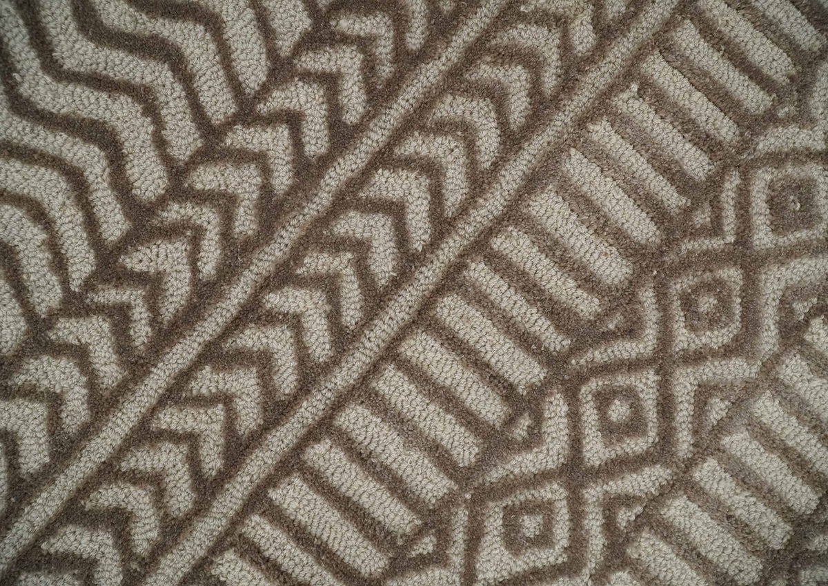 8x10 Hand Tufted Ivory and Bronze Stripes Pattern Rug Multi Size Living Room and Bedroom Rug | TRD6530810S