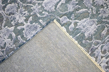 Modern Silver And Gray Hand Knotted Bamboo Silk 8x10 Area Rug