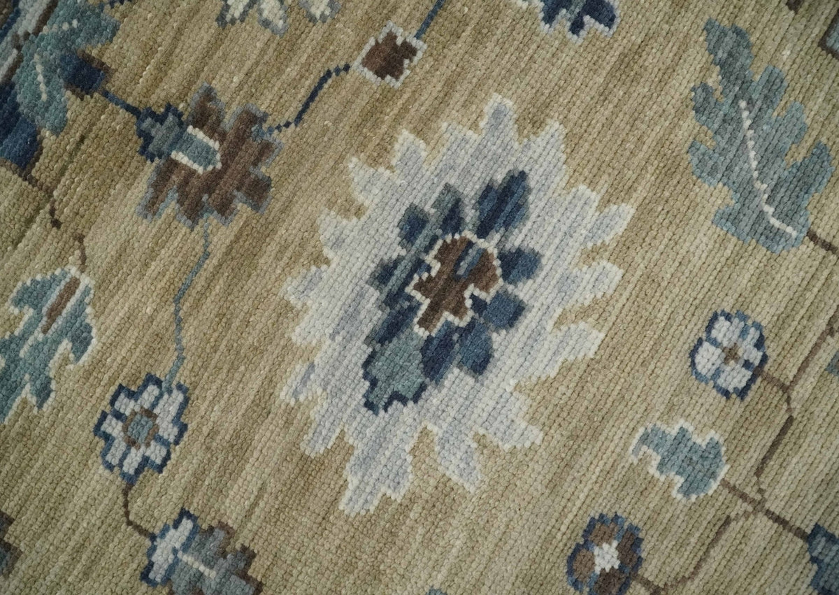 8x10 Traditional Beige and Gray Antique Style Floral Hand knotted Wool Area Rug