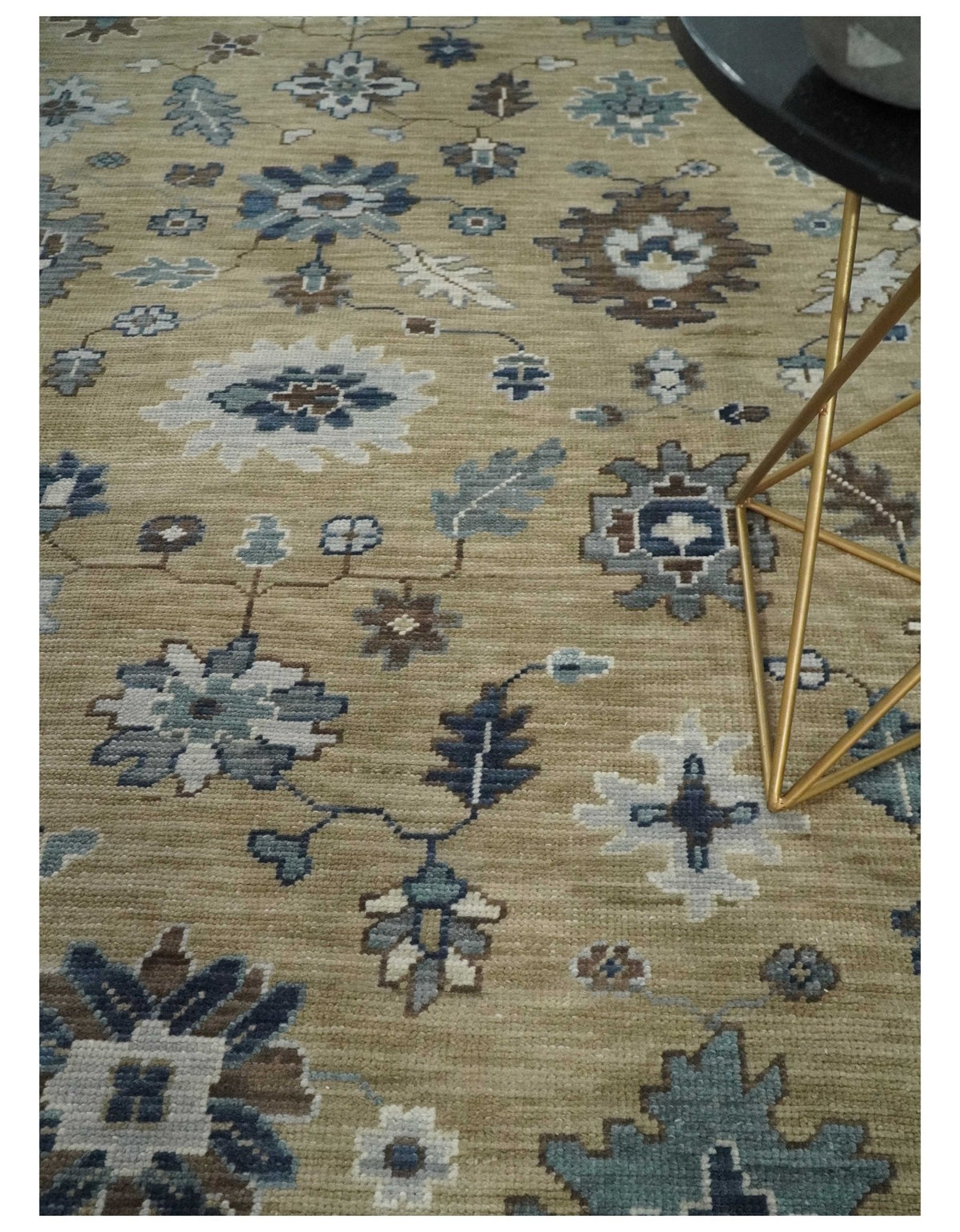 8x10 Traditional Beige and Gray Antique Style Floral Hand knotted Wool Area Rug