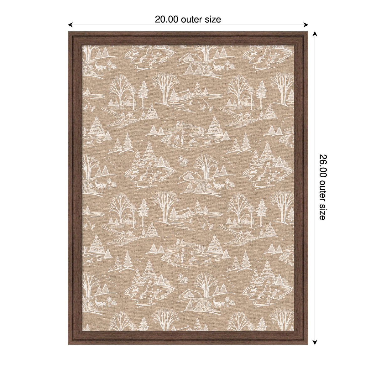 Kate and Laurel Framed Fabric Pinboard Wonderland White Toile