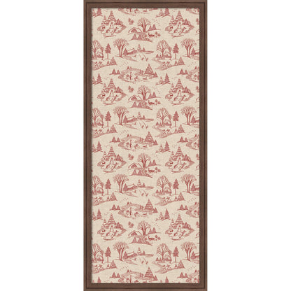 Kate and Laurel Framed Fabric Pinboard Wonderland Red Toile