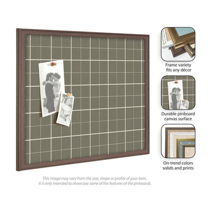Framed Fabric Pinboard Sage Green Plaid Wall Organization