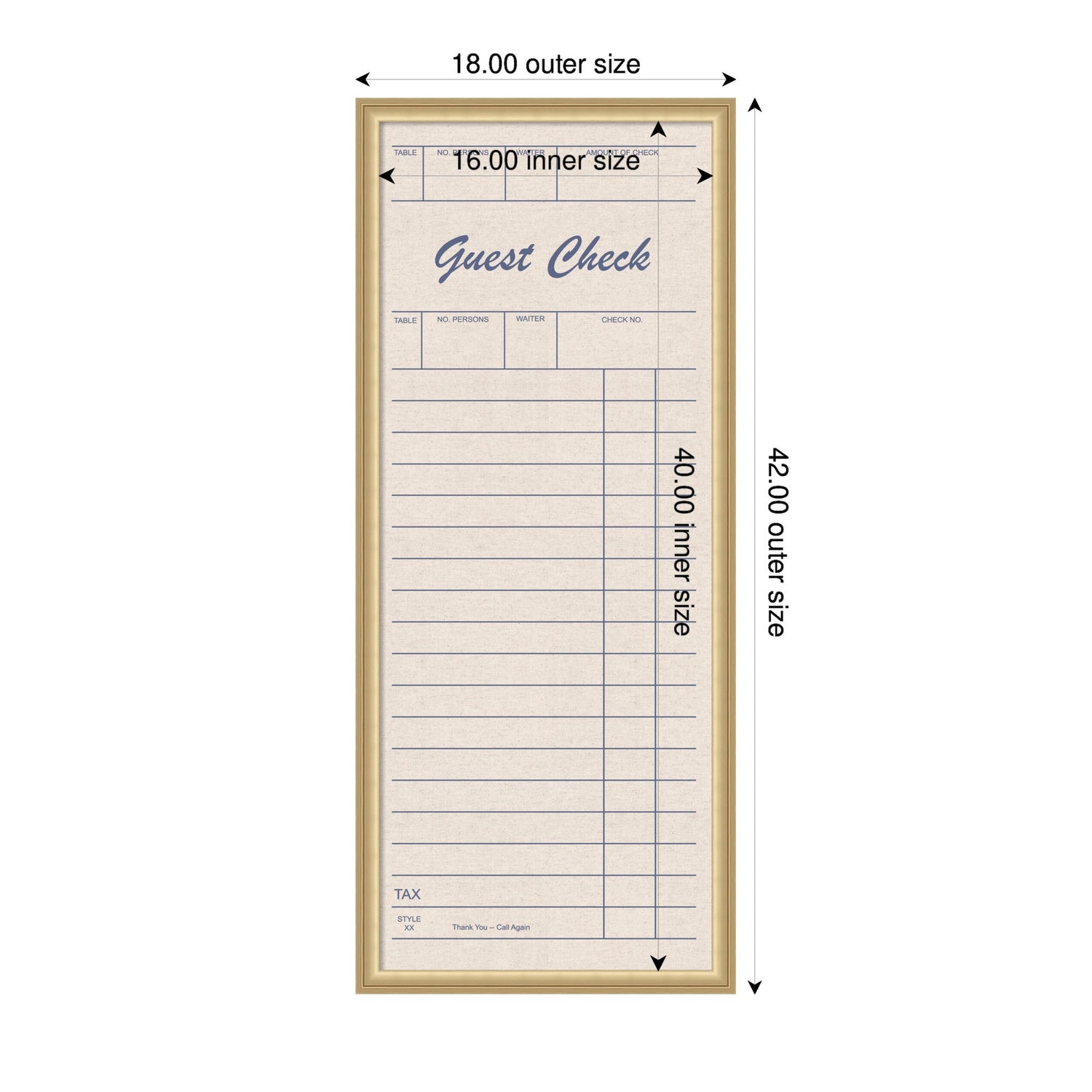 Framed Fabric Pinboard Linen Guest Check Wall Organization