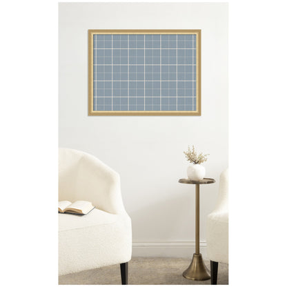 Framed Fabric Pinboard Light Blue Plaid Wall Organization