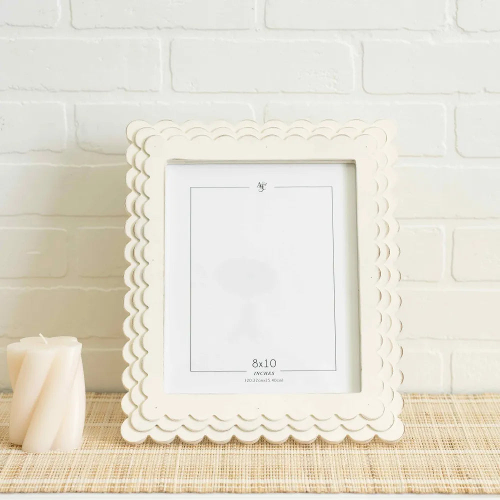 wood scallop photo frame (8x10) white Scallop Collection